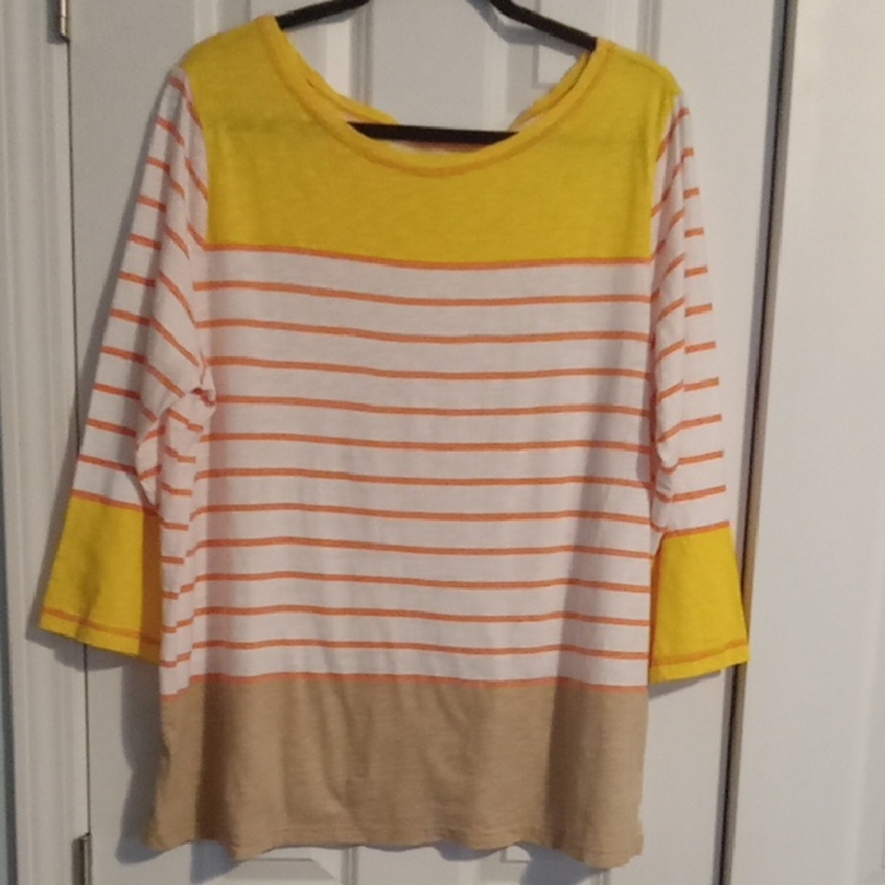Basic Editions Yellow and Orange Women's Top